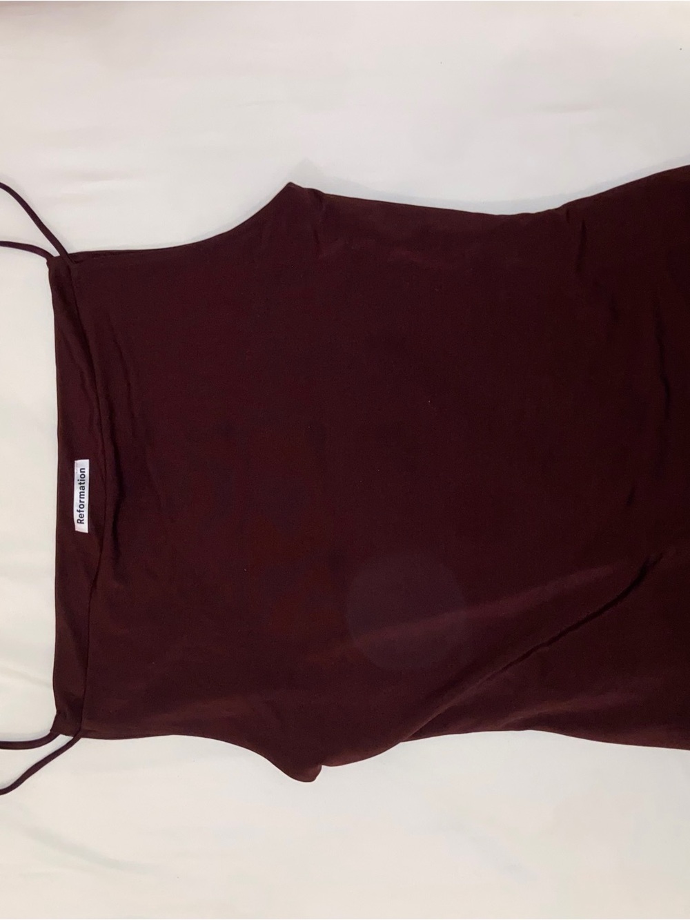 Reformation Chocolate Brown Satin Cowl Tank
